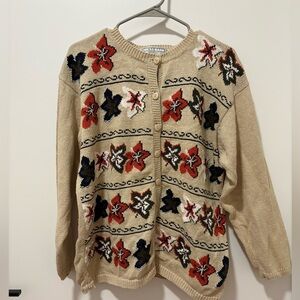 Vintage Floral Beige Sweater - Dressbarn Size 14/6great condition